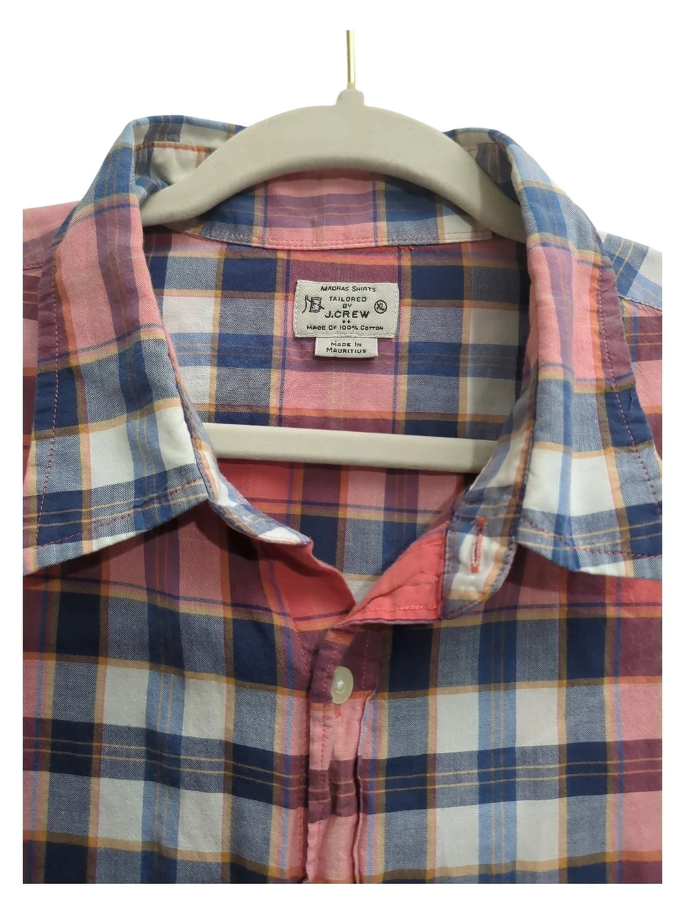J.Crew Madras Plaid Button Down Shirt Men's XL 100% Cotton Preppy Old Money
